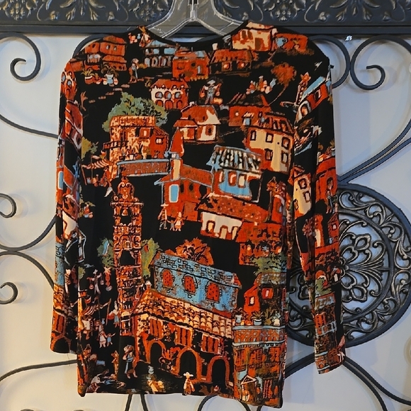 Retro Chico's Vibrant Multicolor V-Neck Top - Picture 3 of 3